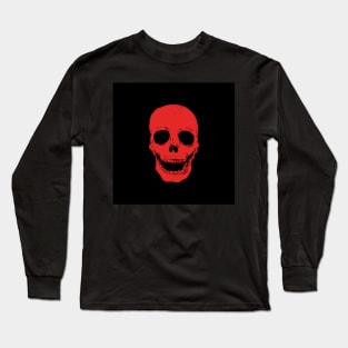 Red Skull on Black Background Long Sleeve T-Shirt